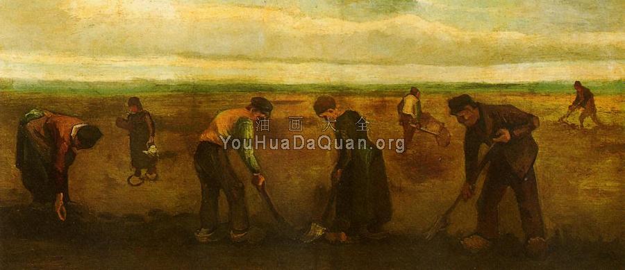 农民在种植马铃薯 - 文森特·威廉·梵高